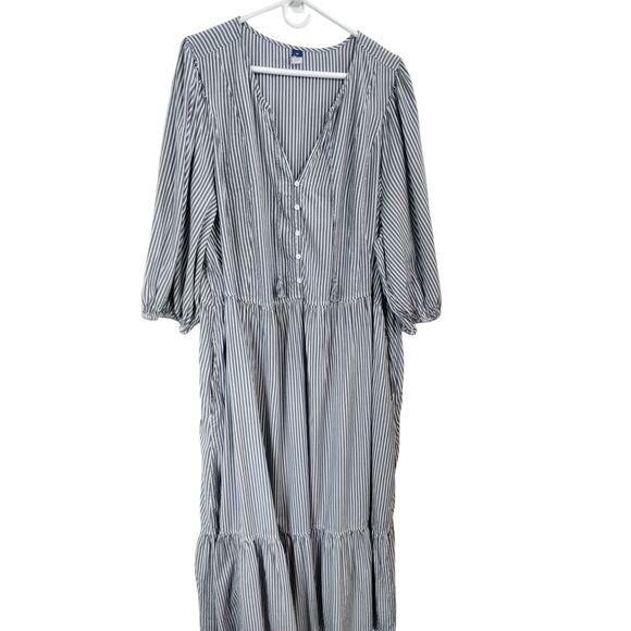 Old Navy Womens Size 4X Striped All Day Maxi Swing Boho Cottagecore Dress Plus - Picture 6 of 12